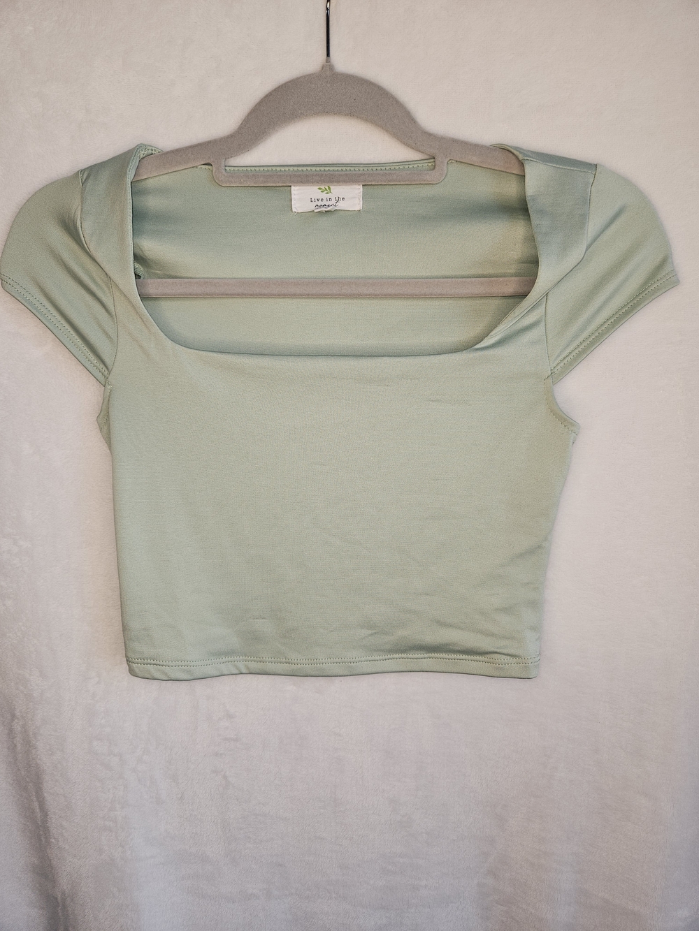Square Neck Sage Crop Top - Women's